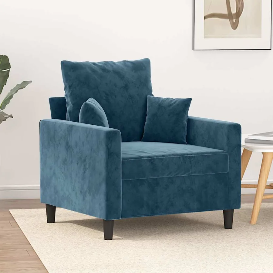 Fauteuil Bleu 60 cm Velours