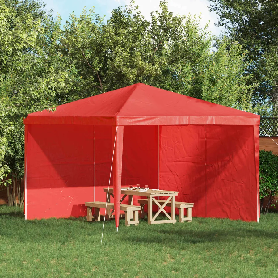 Mur de tente de fête 2 pcs Rouge 300 x 195 cm PE et acier