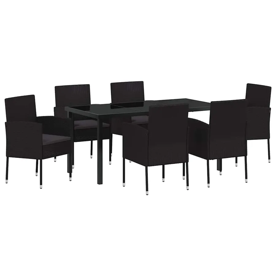 Ensemble de salle à manger pour jardin 7 pcs Noir polyrotin - 2