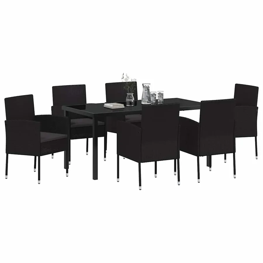 Ensemble de salle à manger pour jardin 7 pcs Noir polyrotin - 3
