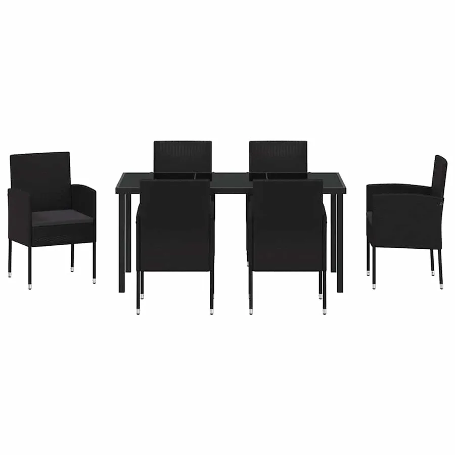 Ensemble de salle à manger pour jardin 7 pcs Noir polyrotin - 7