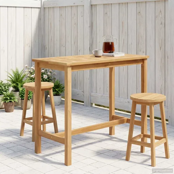 Table de bar Naturel 110 x 60 x 105 cm Teck Massif