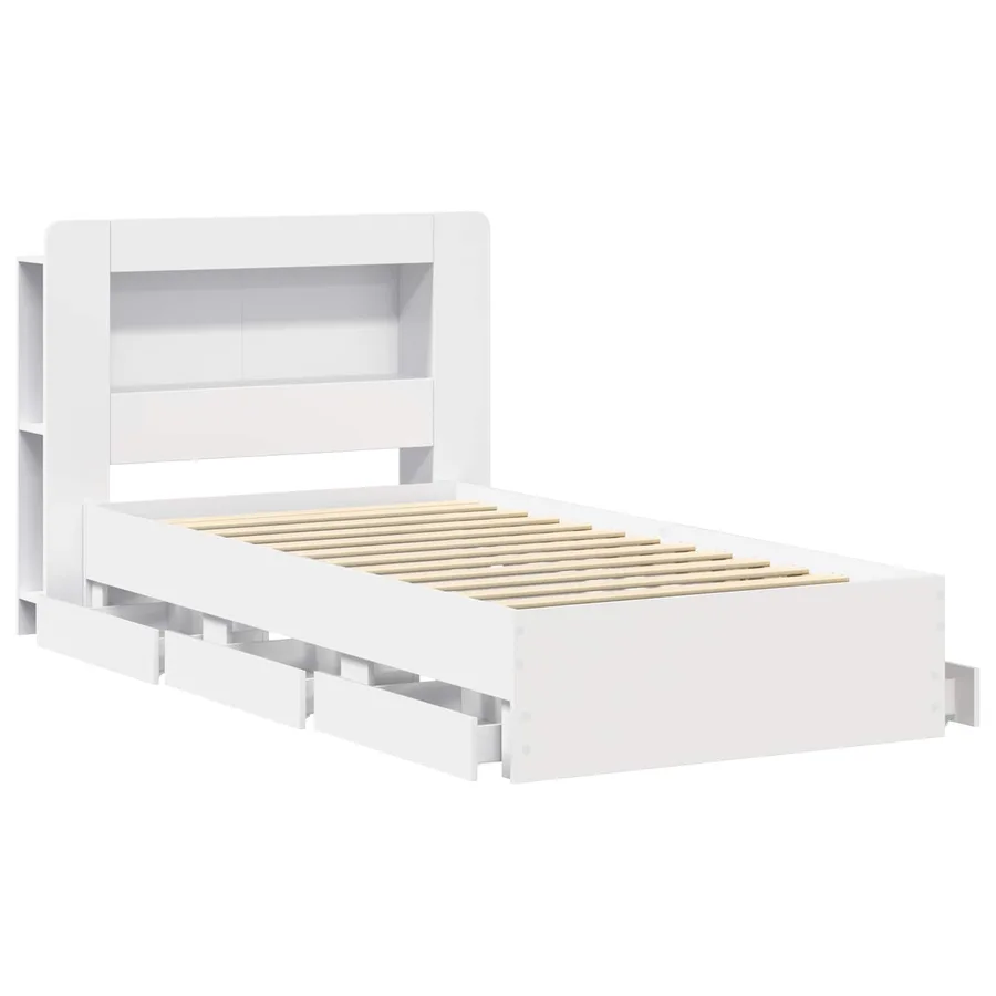 Cadre de lit avec rangement Blanc 75 x 190 cm Bois d'ingénierie - 4