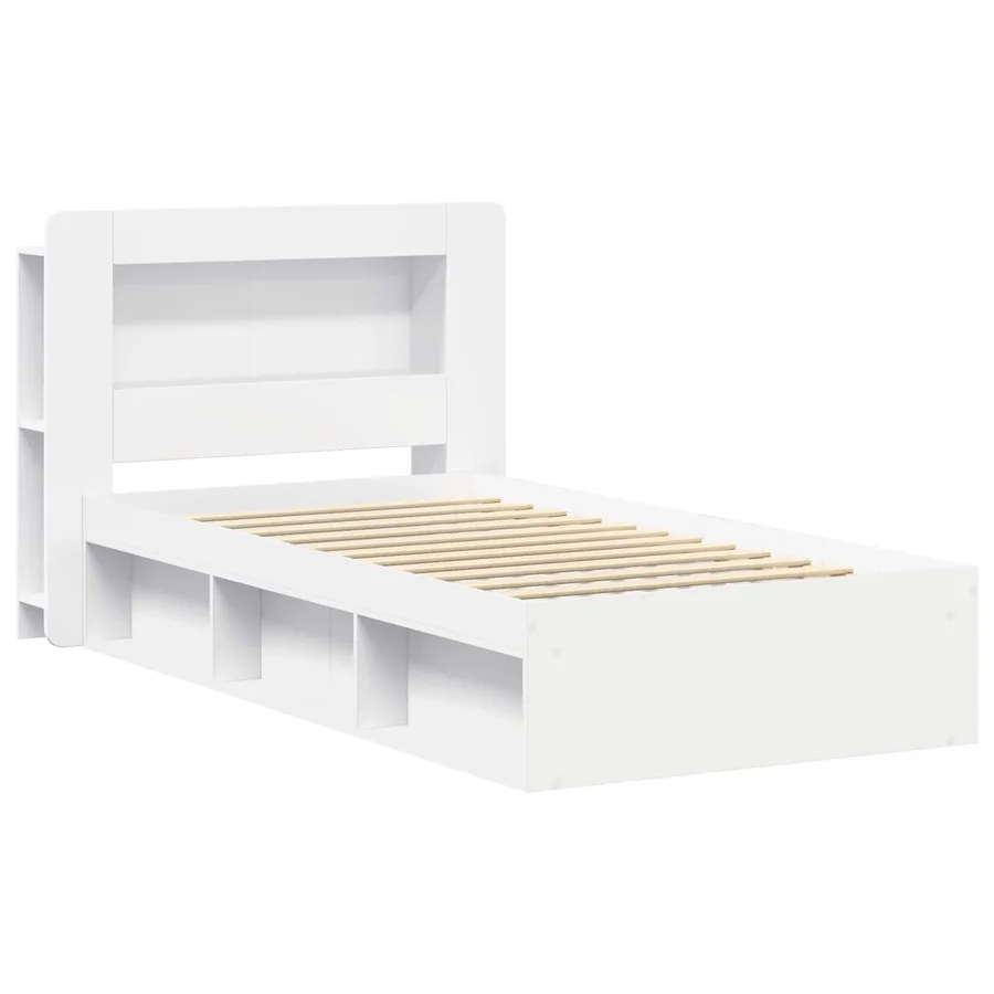 Cadre de lit avec rangement Blanc 75 x 190 cm Bois d'ingénierie - 3