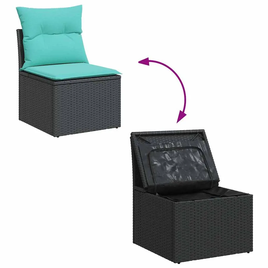 Ensemble de canapés de jardin 11 pcs et coussins rotin acacia - 8
