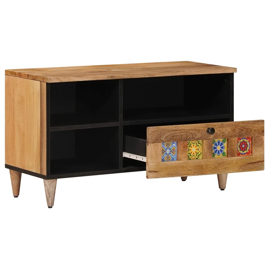 Meuble TV Naturel 80 x 33 x 46 cm Bois de mangue massif - 2
