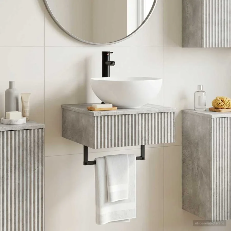 Basin de lavage mural Gris béton 40 x 41 x 40,5 cm