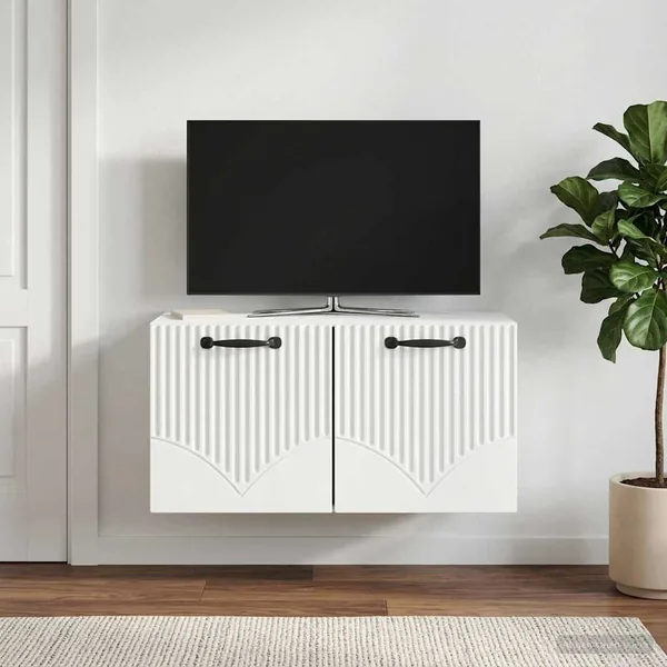 Meuble TV mural Blanc 59,5 x 31 x 30 cm Bois d'ingénierie