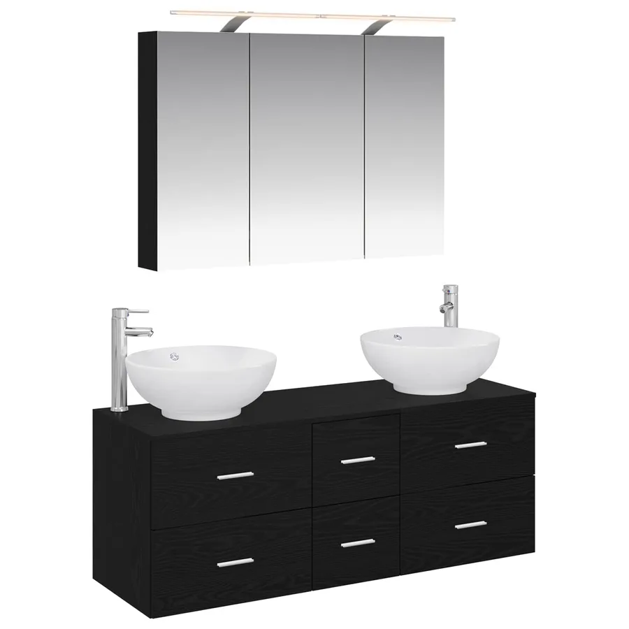 Ensemble de mobilier de salle de bain 4 pcs Chêne noir - 2