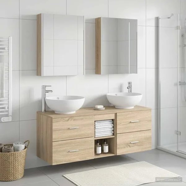 Ensemble de mobilier de salle de bain 5 pcs Chêne Sonoma