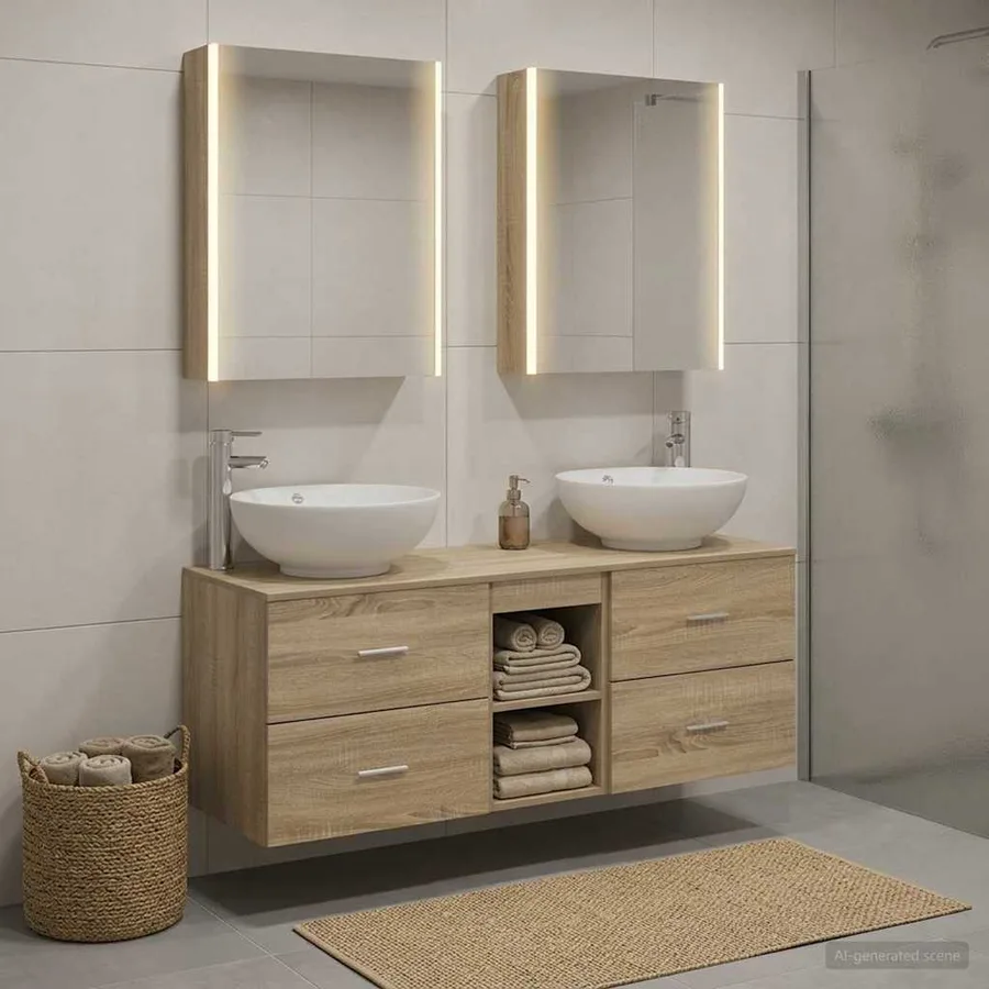 Ensemble de mobilier de salle de bain 5 pcs Chêne Sonoma - 4