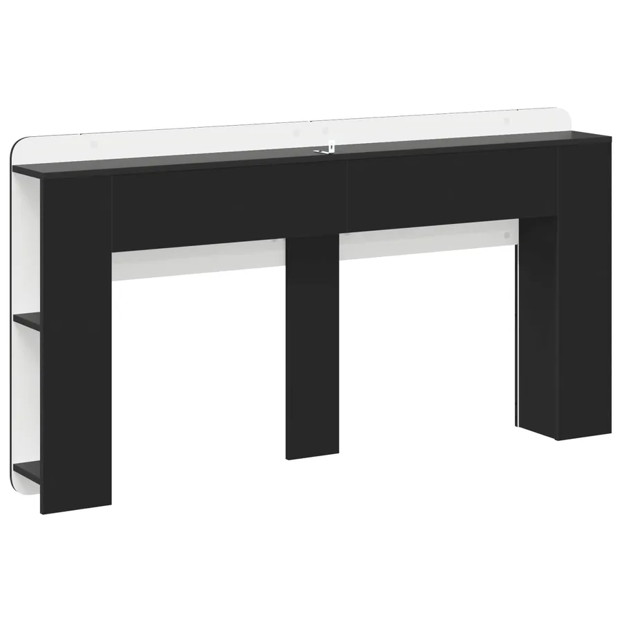Cabinet de Tête de Lit avec stockage Noir Bois d'ingénierie - 7