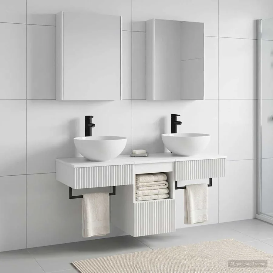 Ensemble d'armoire de salle de bain 5 pcs Blanc