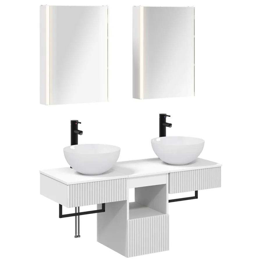 Ensemble d'armoire de salle de bain 5 pcs Blanc - 2