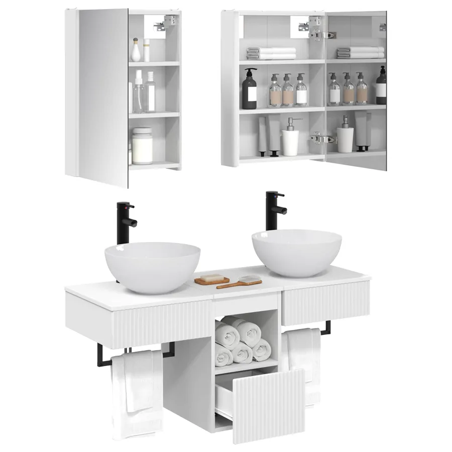 Ensemble d'armoire de salle de bain 5 pcs Blanc - 3