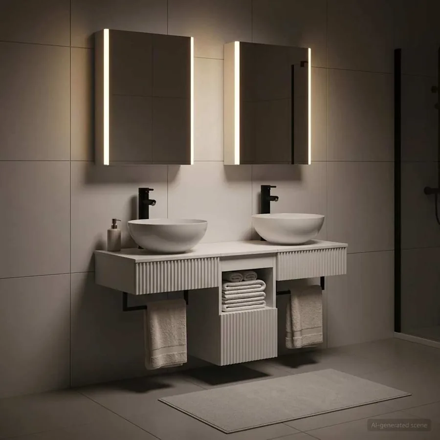 Ensemble d'armoire de salle de bain 5 pcs Blanc - 4