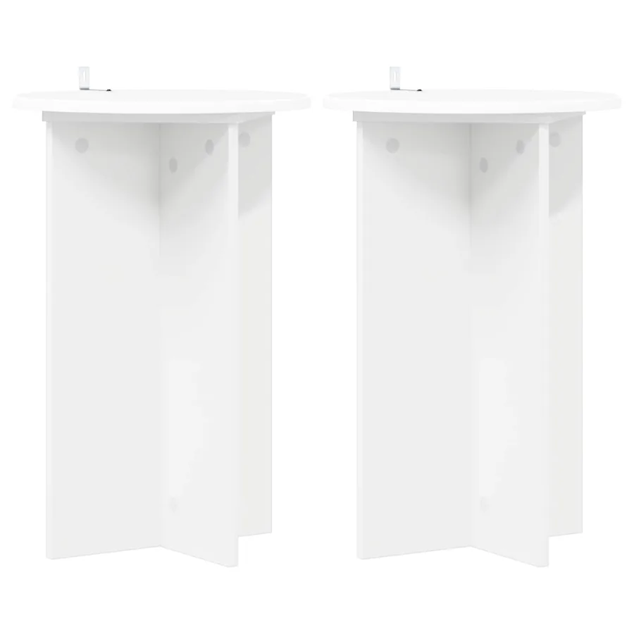 Support de Plante 2 pcs Blanc Ø40 x 60 cm Bois d'ingénierie - 2