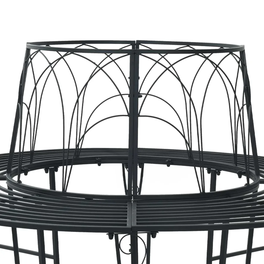 Banc d'Arbre 8-Nombre de places Ø 160 x 89 cm Acier Noir Rond - 4