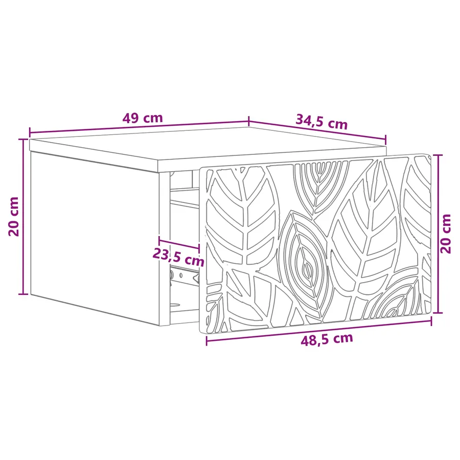 Cabinet de chevet mural Blanc 49 x 34,5 x 20 cm - 9