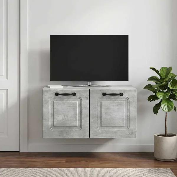 Meuble TV mural Gris béton 59,5 x 31 x 30 cm Bois d'ingénierie