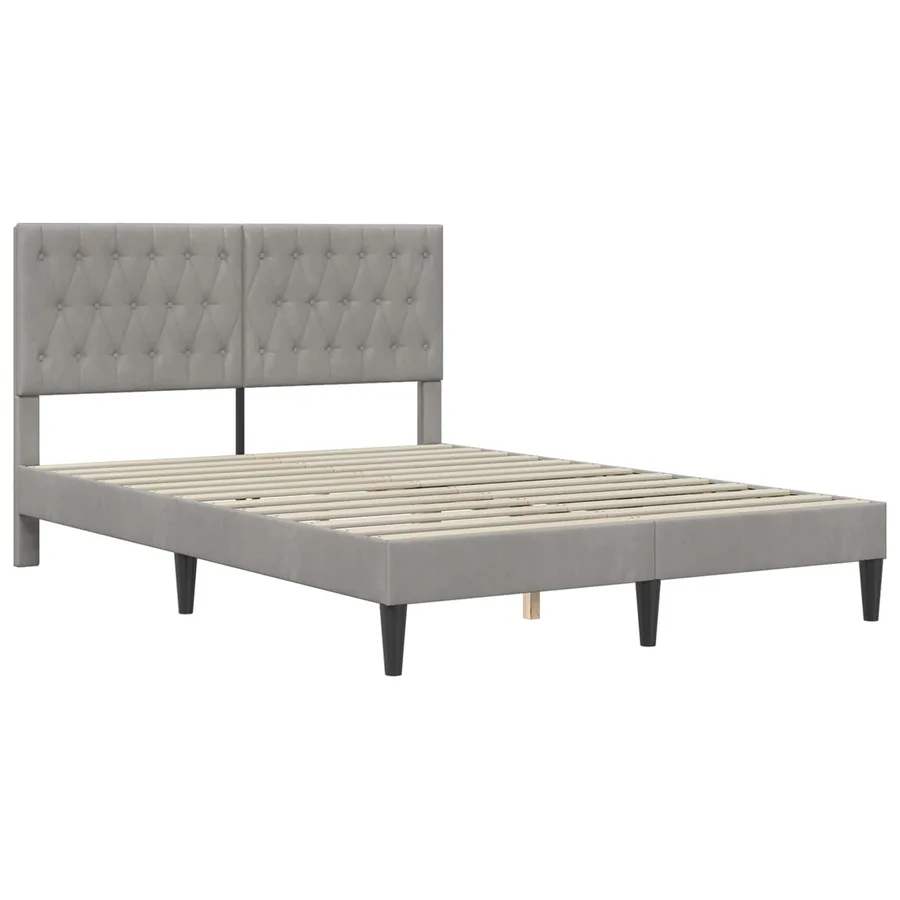 Cadre de lit avec tête de lit Gris clair 140 x 190 cm Velours - 3