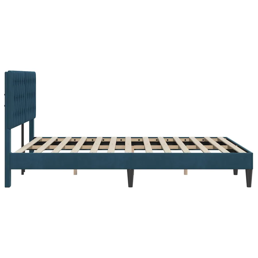 Cadre de lit avec tête de lit Bleu 120 x 190 cm Velours - 5