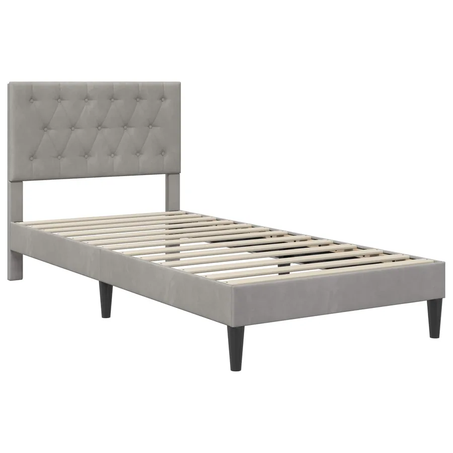 Cadre de lit avec matelas Gris clair 90 x 190 cm Velours - 4