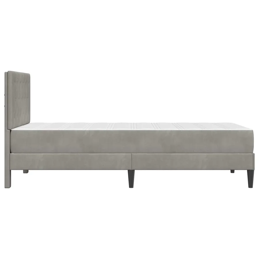 Cadre de lit avec matelas Gris clair 90 x 190 cm Velours - 7