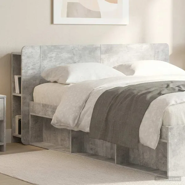 Cabinet de Tête de Lit Gris béton Bois d'ingénierie