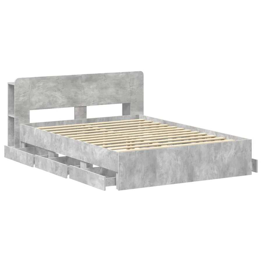 Cadre de lit avec rangement Gris béton 150 x 200 cm - 4
