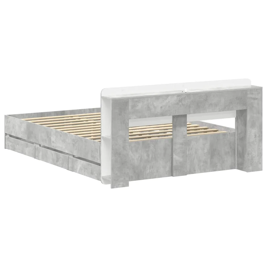 Cadre de lit avec rangement Gris béton 150 x 200 cm - 6