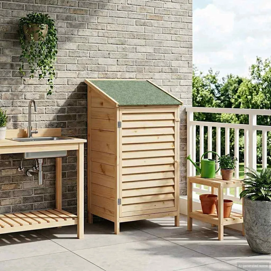 Abri de jardin Naturel 59 x 56 x 113,5 cm Bois de Sapin Massif - 3