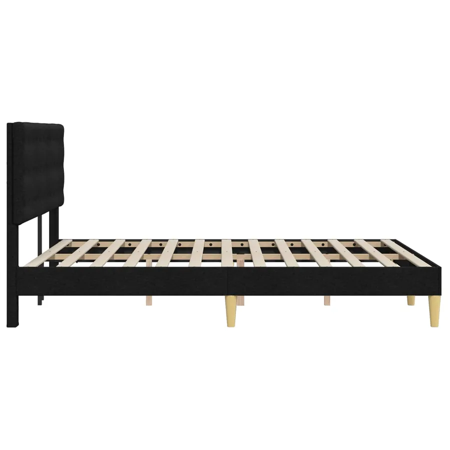 Cadre de lit avec tête de lit Noir 140 x 190 cm Tissu - 5