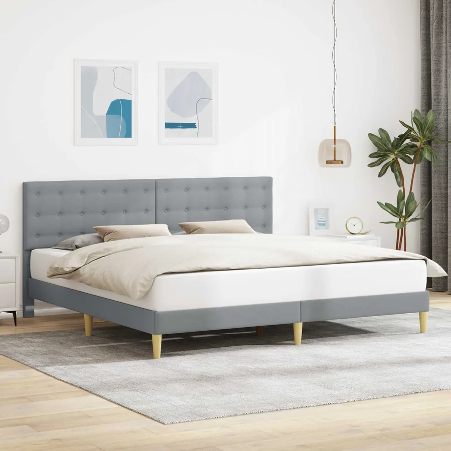 Cadre de lit avec tête de lit Gris clair 200 x 200 cm Tissu