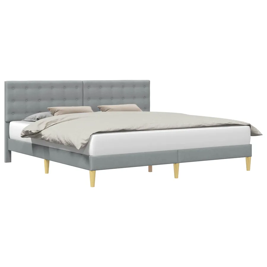 Cadre de lit avec tête de lit Gris clair 200 x 200 cm Tissu - 2