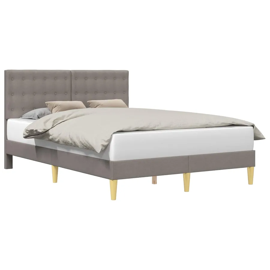 Cadre de lit avec tête de lit Taupe 140 x 200 cm Tissu - 2