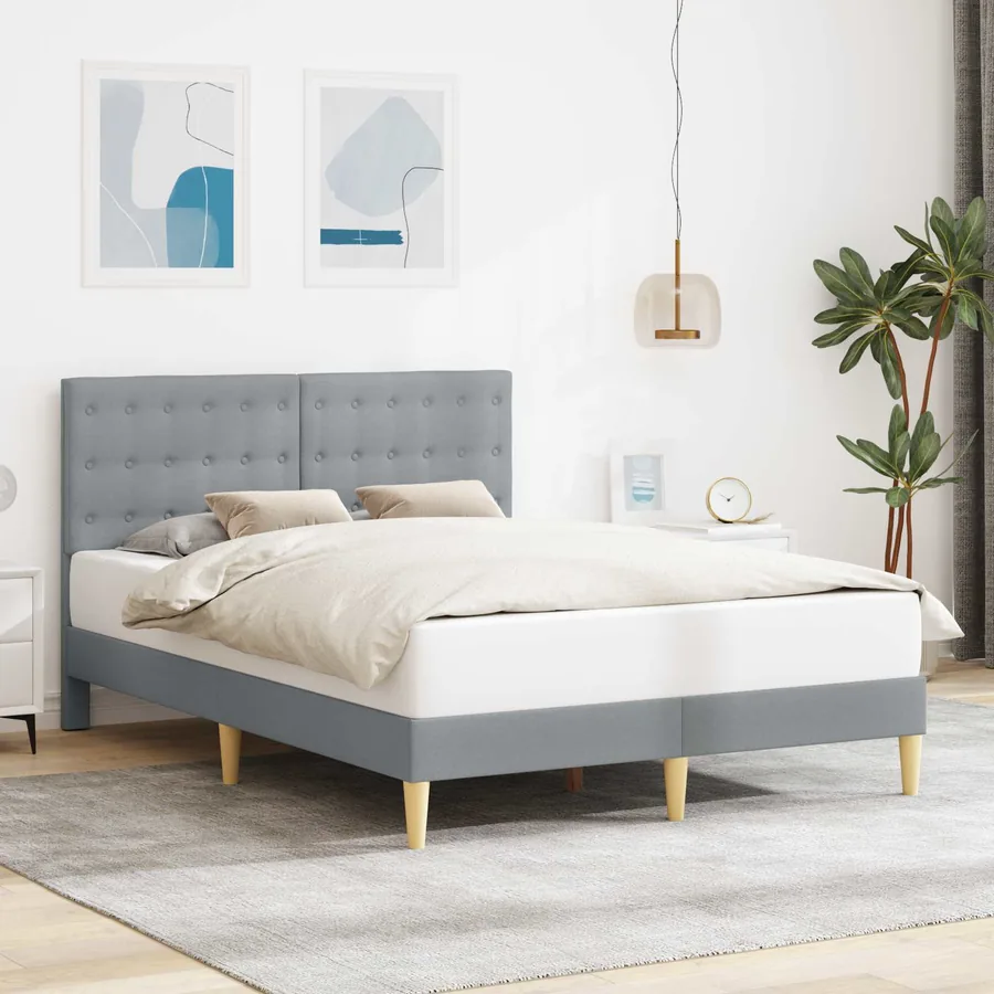Cadre de lit avec tête de lit Gris clair 120 x 190 cm Tissu
