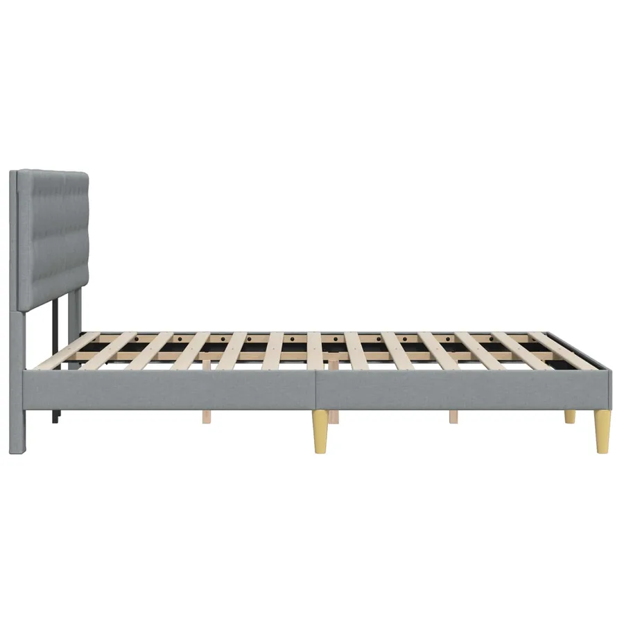 Cadre de lit avec tête de lit Gris clair 120 x 190 cm Tissu - 5