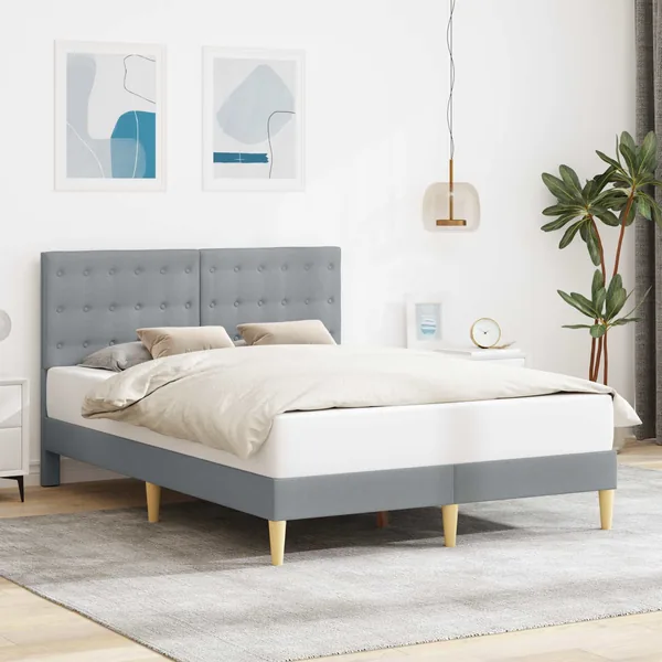 Cadre de lit avec tête de lit Gris clair 120 x 200 cm Tissu