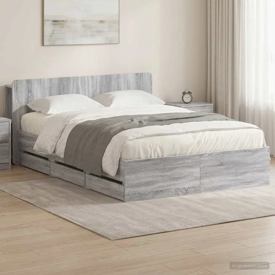 Cadre de lit avec rangement Sonoma gris 160 x 200 cm