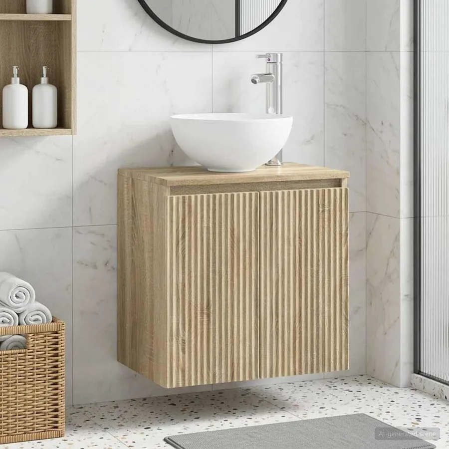 Vanité de lavabo mural Chêne Sonoma 49,5 x 41 x 64,5 cm