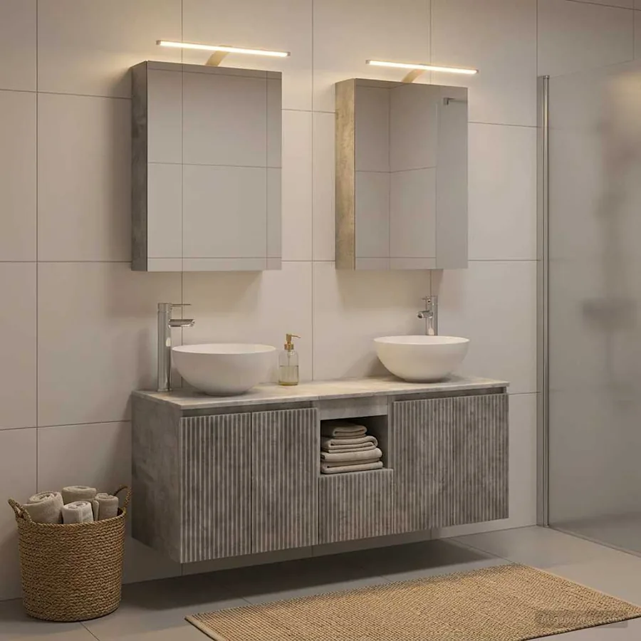 Ensemble d'armoire de salle de bain 5 pcs Gris béton