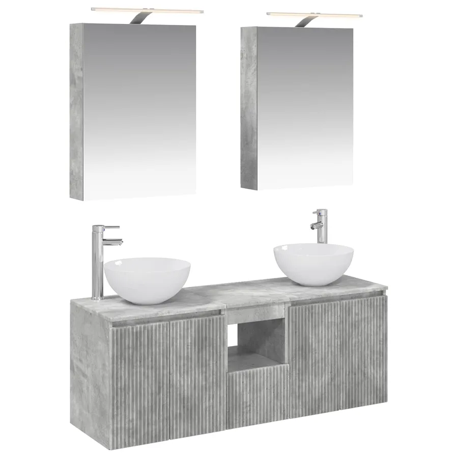 Ensemble d'armoire de salle de bain 5 pcs Gris béton - 2