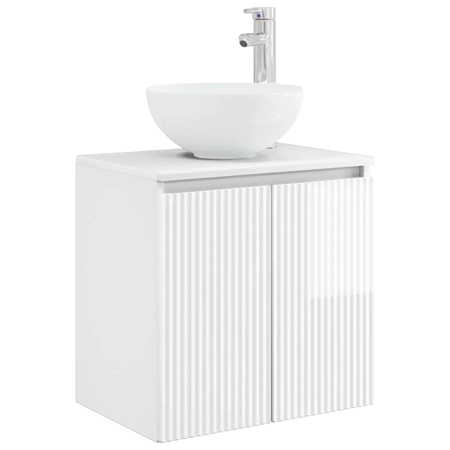 Vanité de lavabo mural Blanc brillant 49,5 x 41 x 64,5 cm - 2
