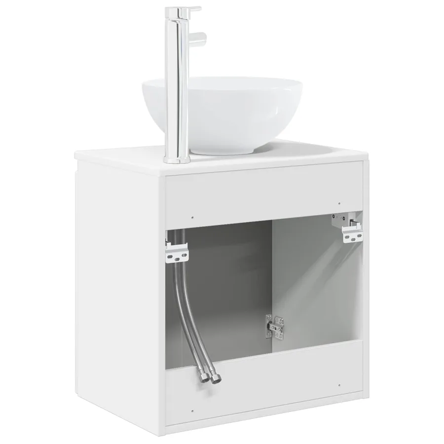 Vanité de lavabo mural Blanc brillant 49,5 x 41 x 64,5 cm - 5