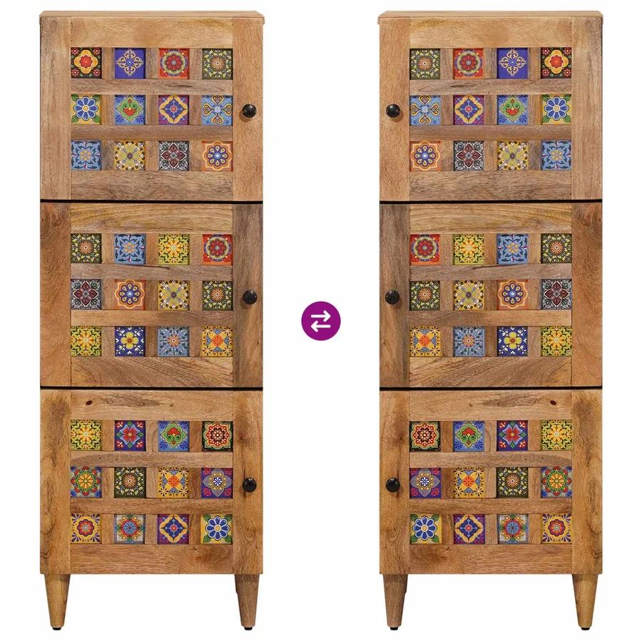 Haut Armoire Naturel 40 x 33 x 110 cm Bois de mangue massif - 10