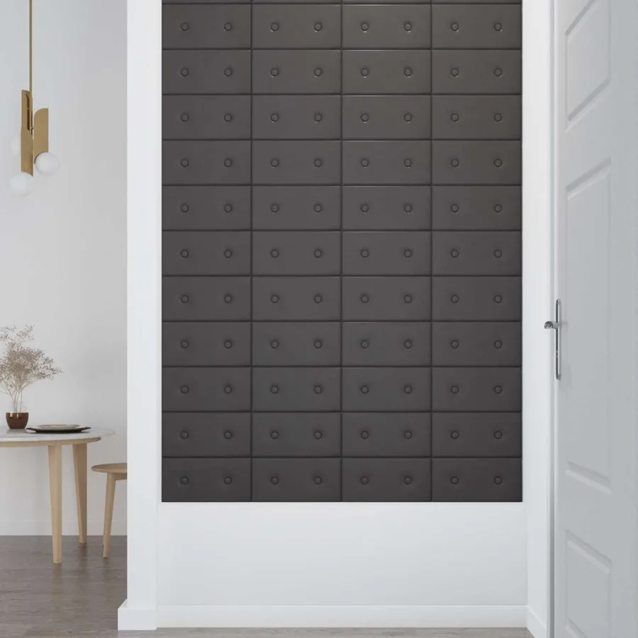Tête de lit murale 12 pcs Gris 30 x 15 cm Simili cuir - 3
