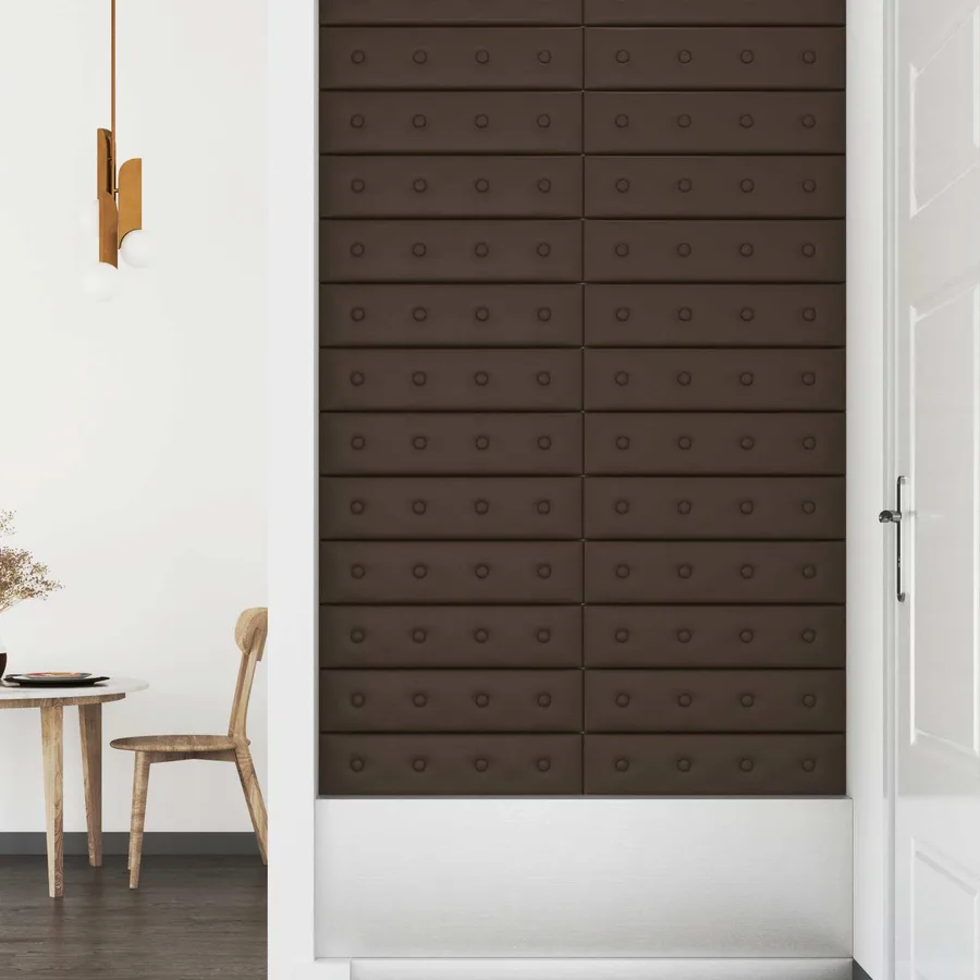 Tête de lit murale 12 pcs Marron 60 x 15 cm Simili cuir - 3