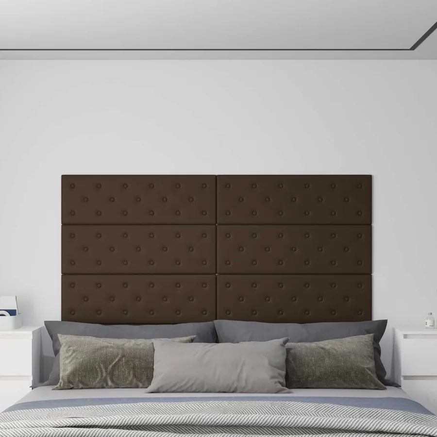Tête de lit murale 12 pcs Marron 90 x 30 cm Simili cuir