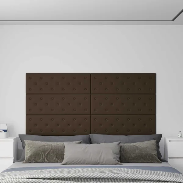 Tête de lit murale 12 pcs Marron 90 x 30 cm Simili cuir